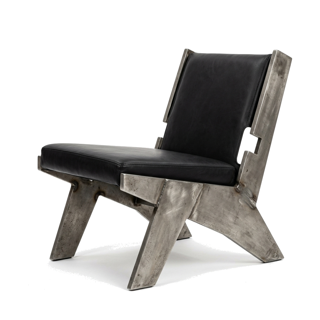 Brushed raw titanium chair