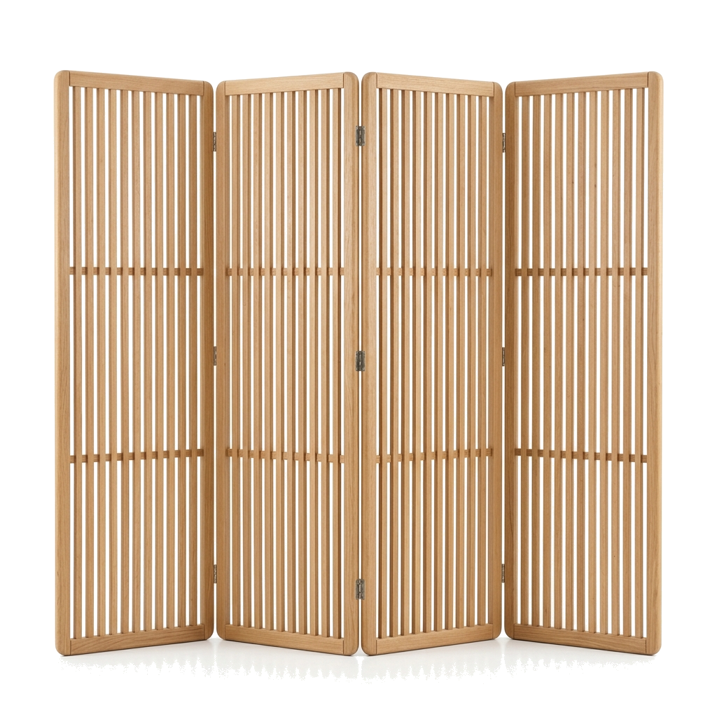 Slatted oak folding screen